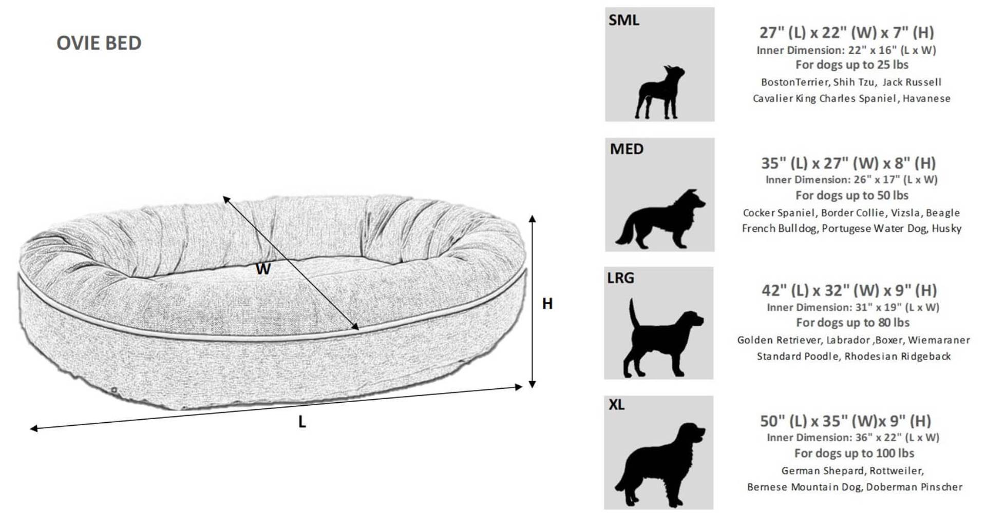 Bowsers Ovie Bed Size Guide