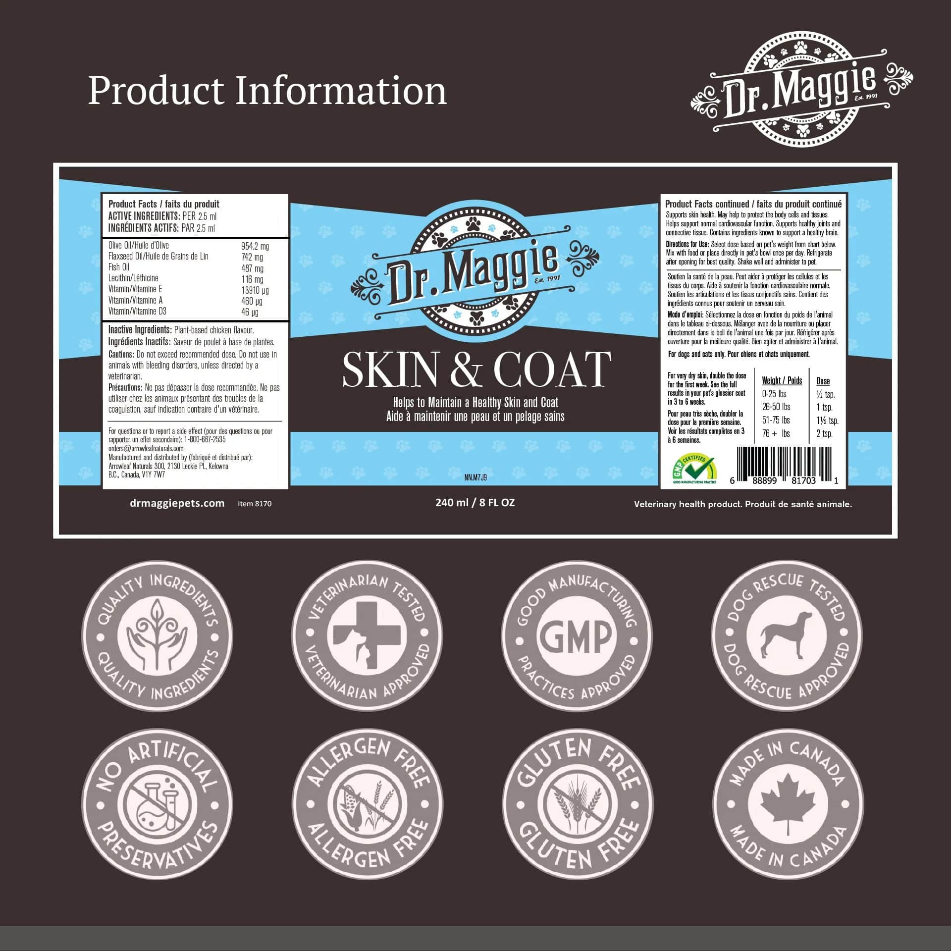Dr. Maggie Skin & Coat Product Information