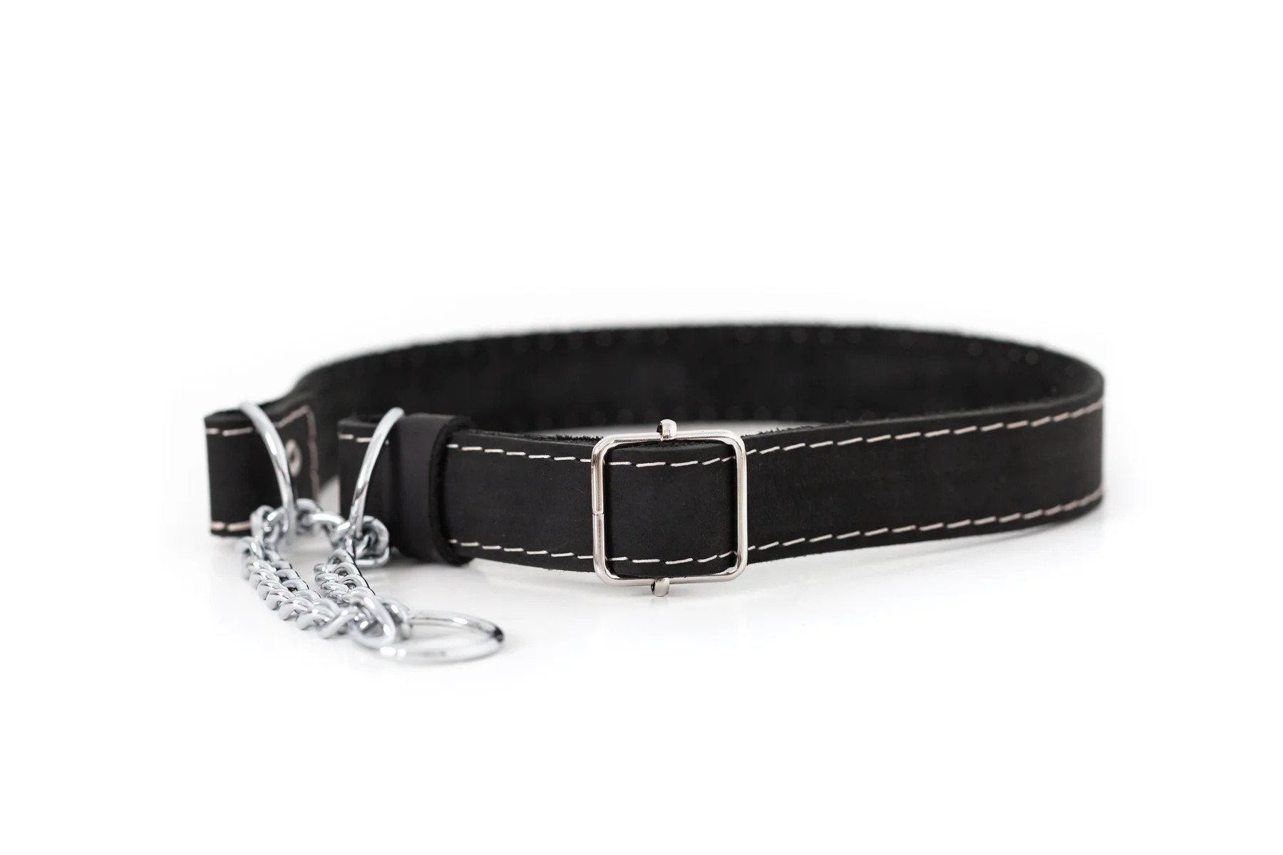 Eurodog Collar Martingale Leather Dog Collar Black Super Soft