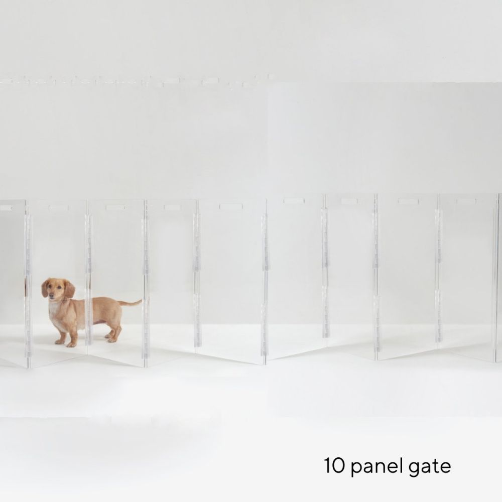 Hiddin Acrylic Freestanding Pet Gate Zig Zag 10 Panels