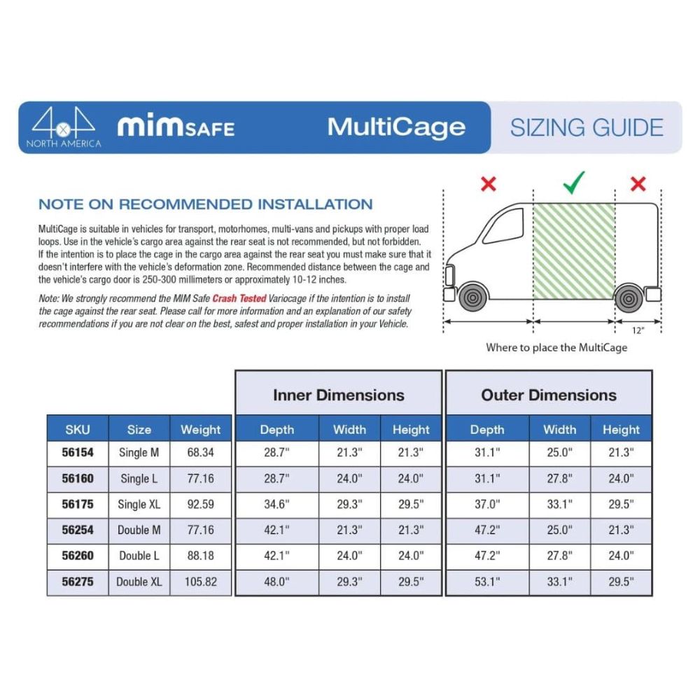MIM MultiCage Transport Dog Kennel And portable Dog Crate Size Guide