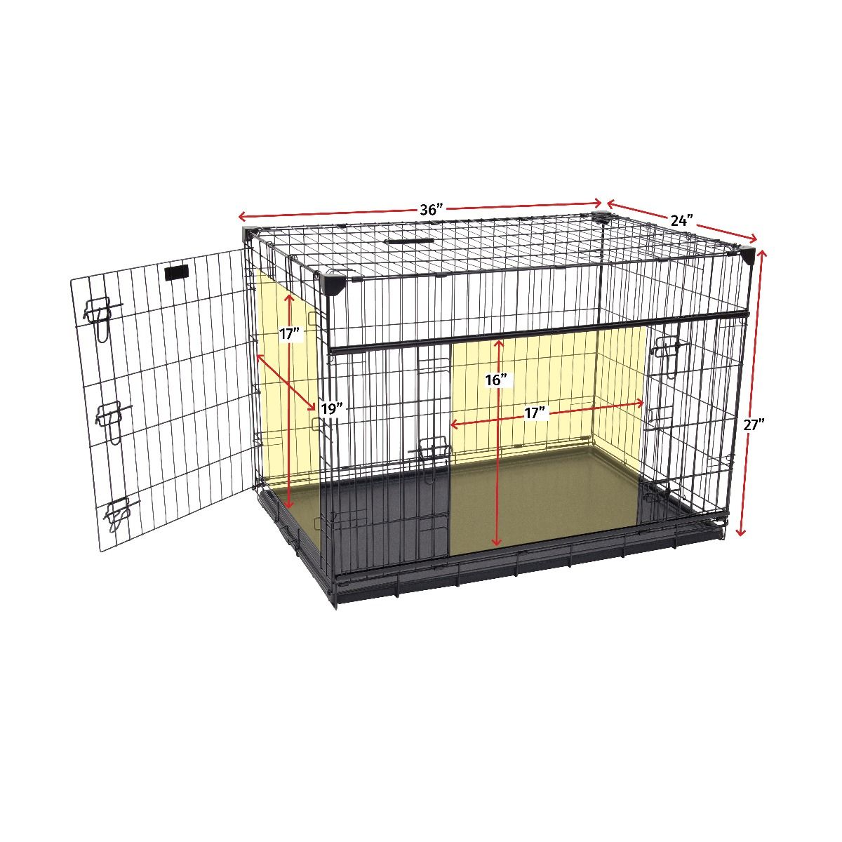 Lucky Dog® Dwell Series™  Rust Resistant Dog Crate with Sliding Side Door 36 size