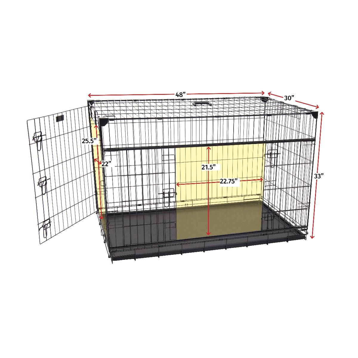 Lucky Dog® Dwell Series™  Rust Resistant Dog Crate with Sliding Side Door 48 size