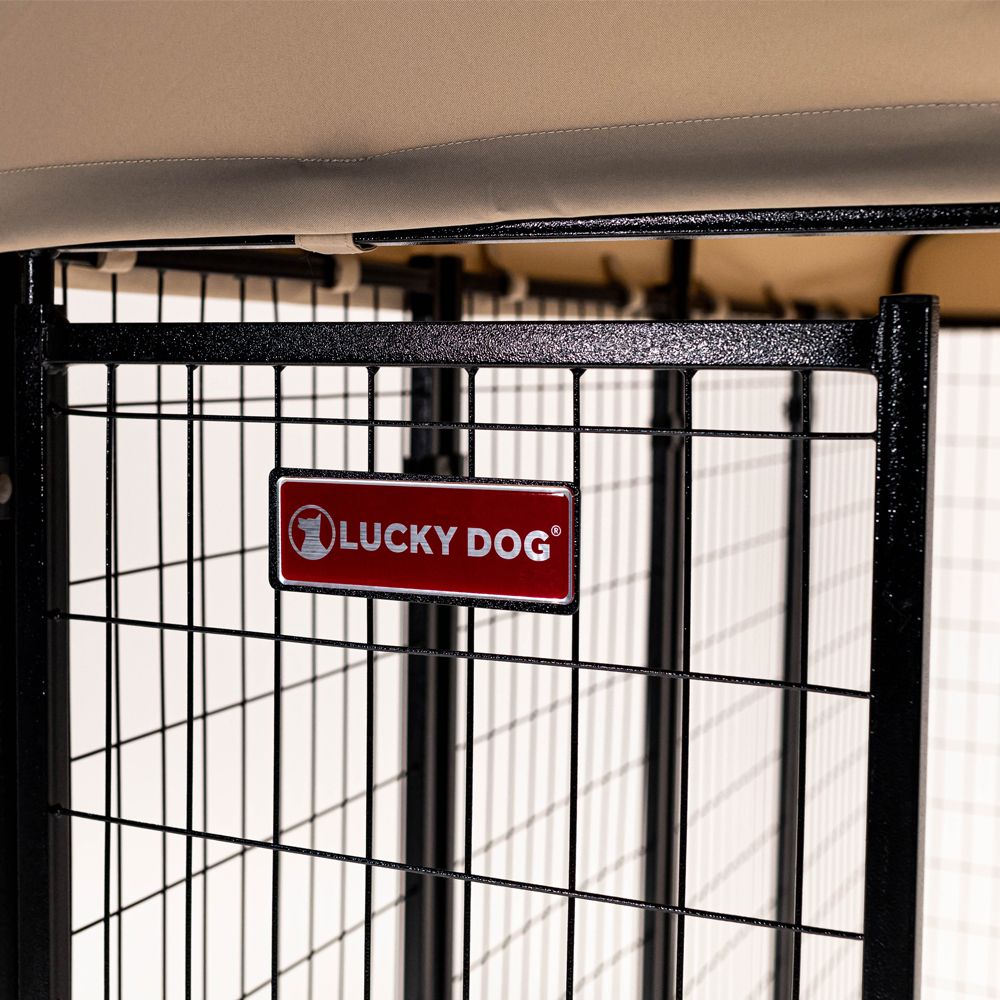 Lucky Dog® Stay Series™ Heavy Duty Wear Resistant Dog Kennel Logo Steel Frame