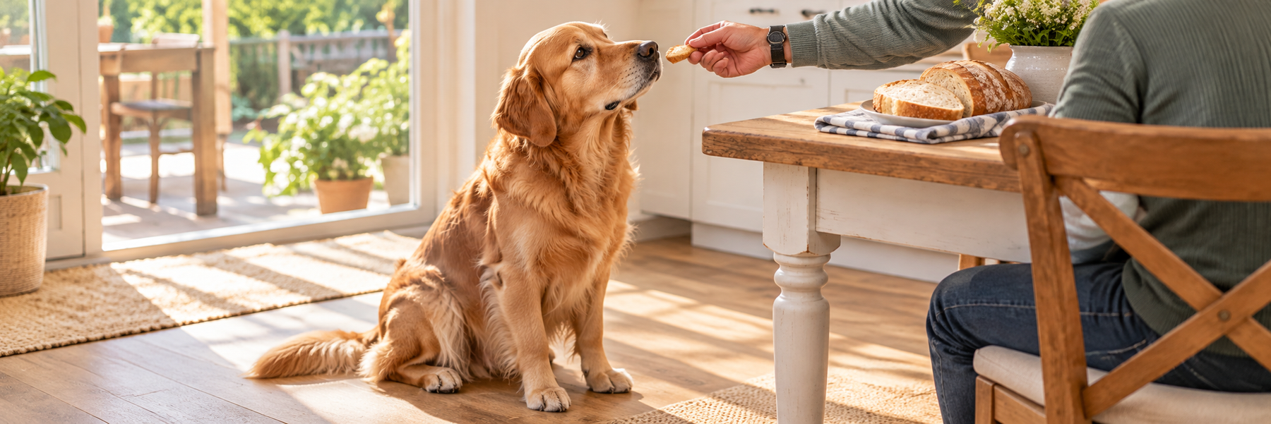 Dog sitting given a dog treat