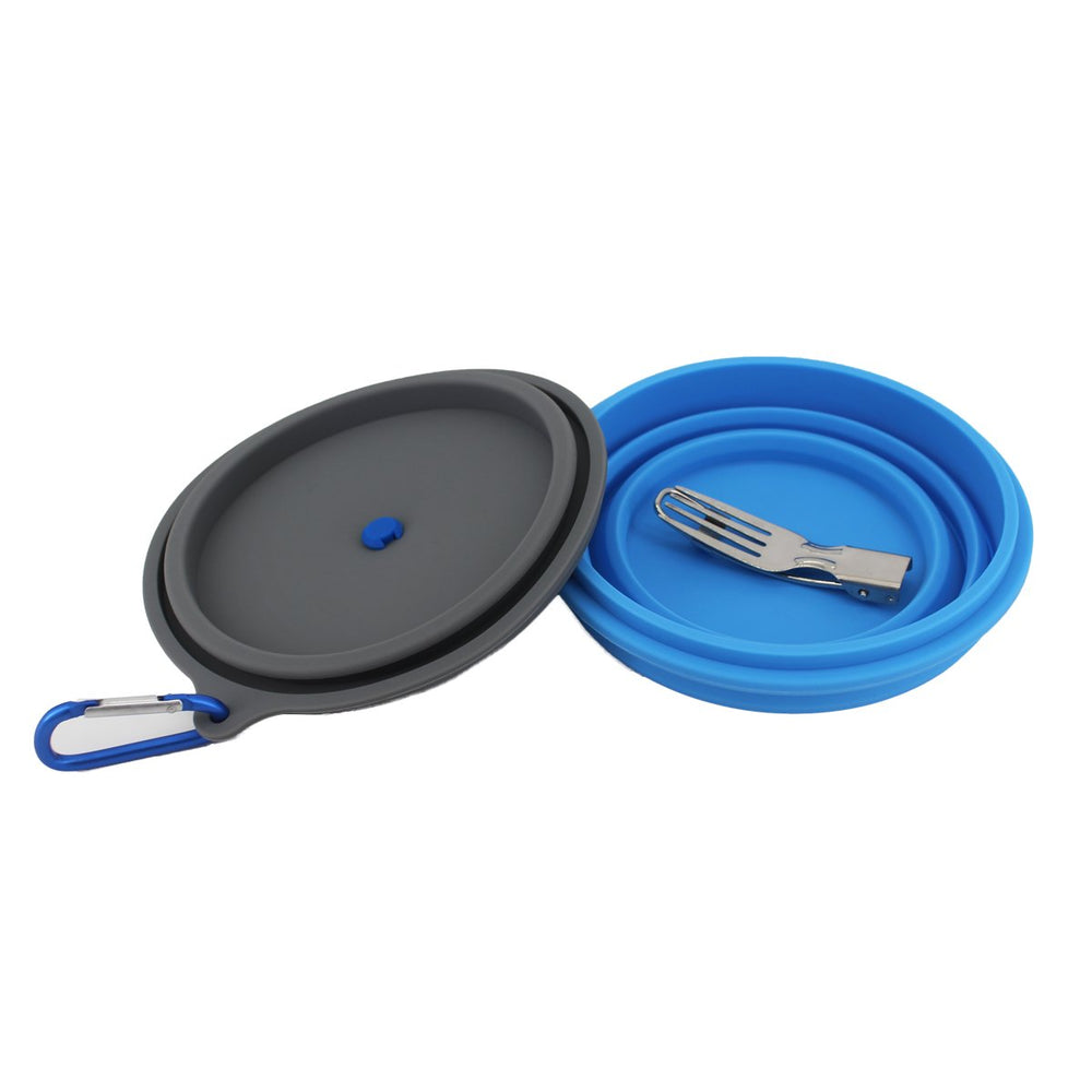 Mr. Peanut's 30oz Collapsible Silicone Camping Bowl with Lid & Foldable Fork