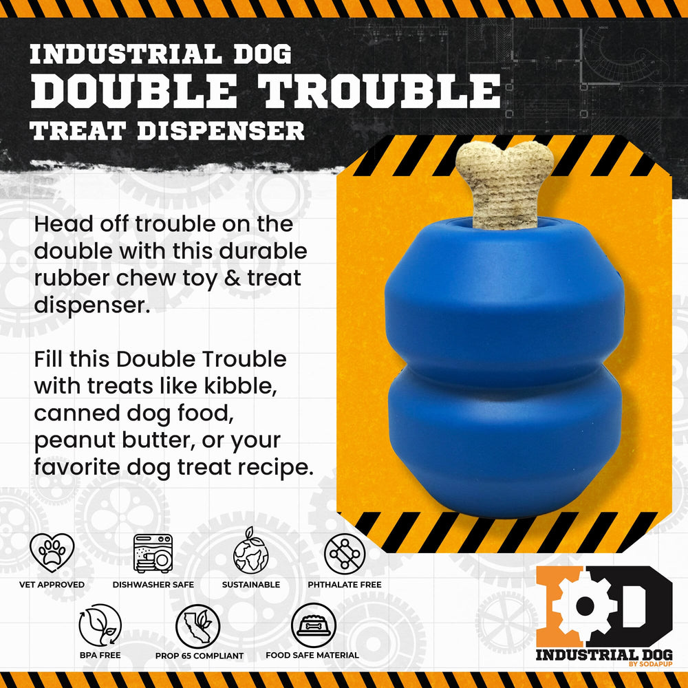 ID Double Trouble Durable Rubber Chew Toy and Treat Dispenser