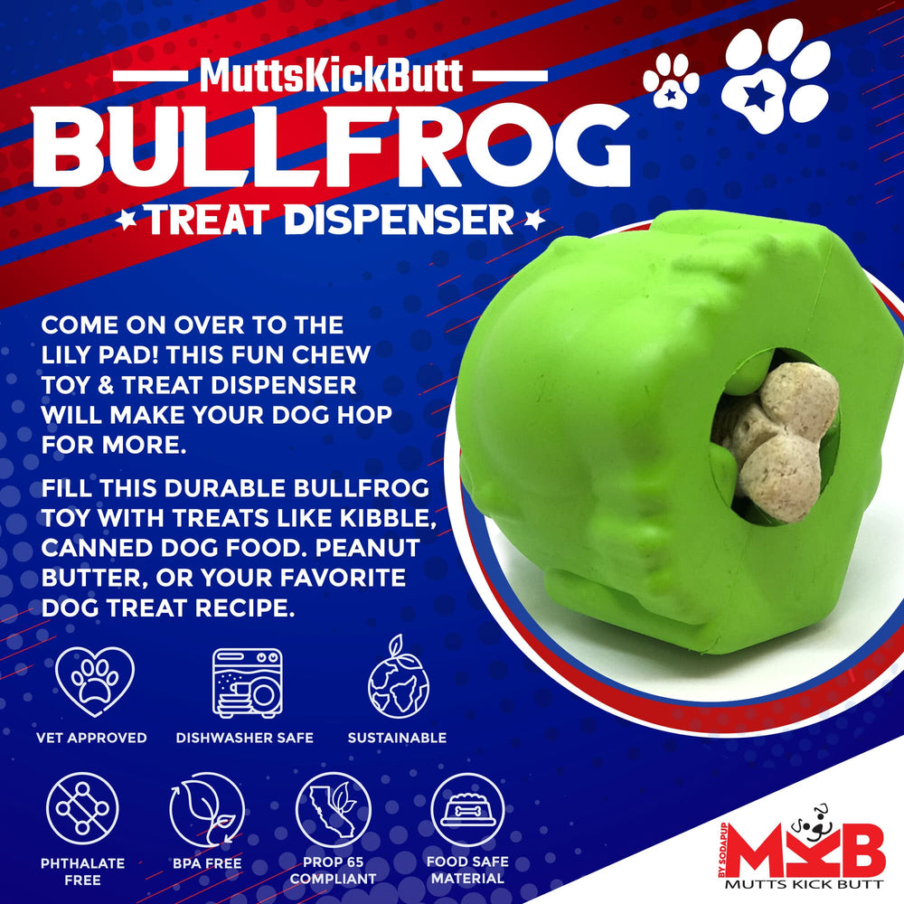 Bull Frog Durable Rubber Chew Toy & Treat Dispenser - Large