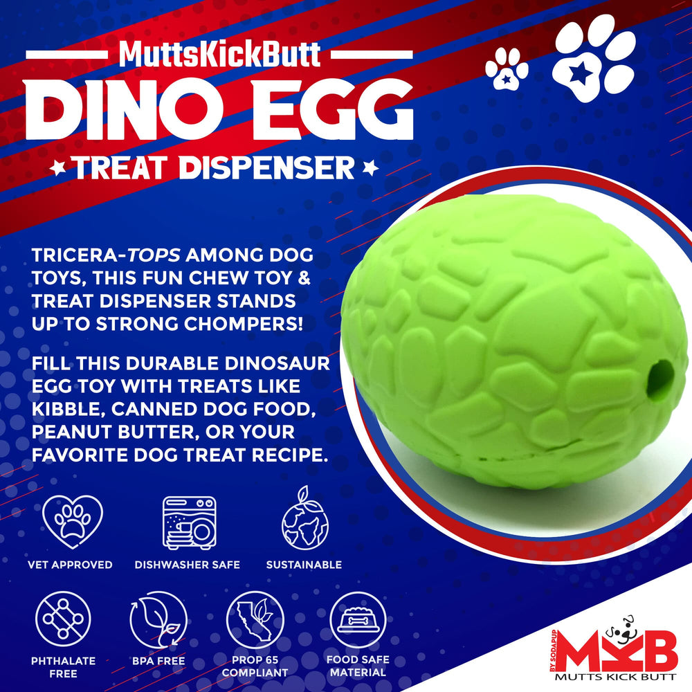 Dinosaur Egg Durable Rubber Chew Toy & Treat Dispenser