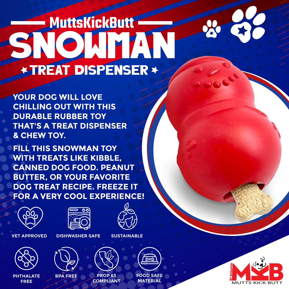 Snowman Durable Rubber Chew Toy & Treat Dispenser