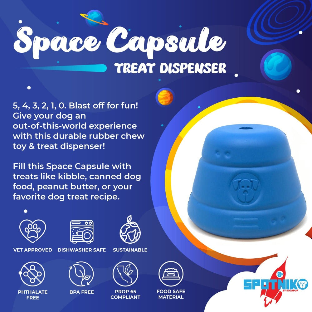 Space Capsule Durable Rubber Chew Toy & Treat Dispenser