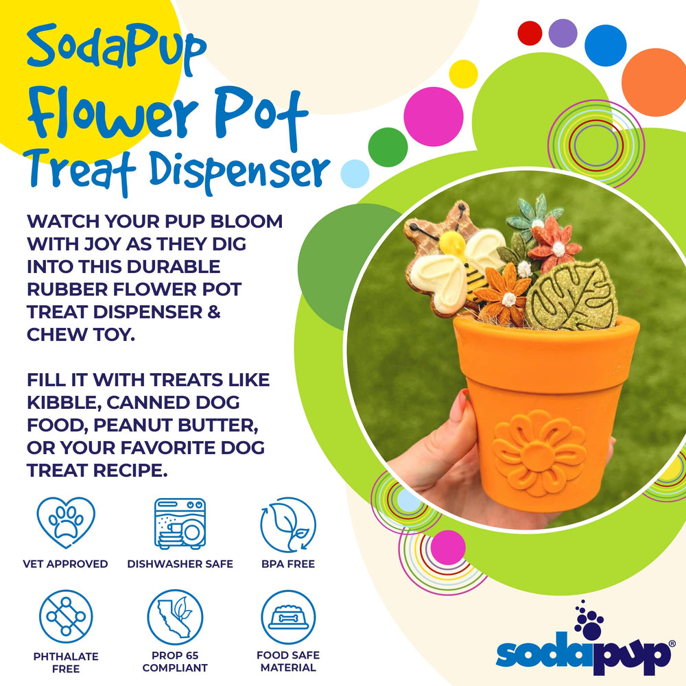 Large Flower Pot Durable PUP-X Rubber Treat Dispenser & Enrichment Toy