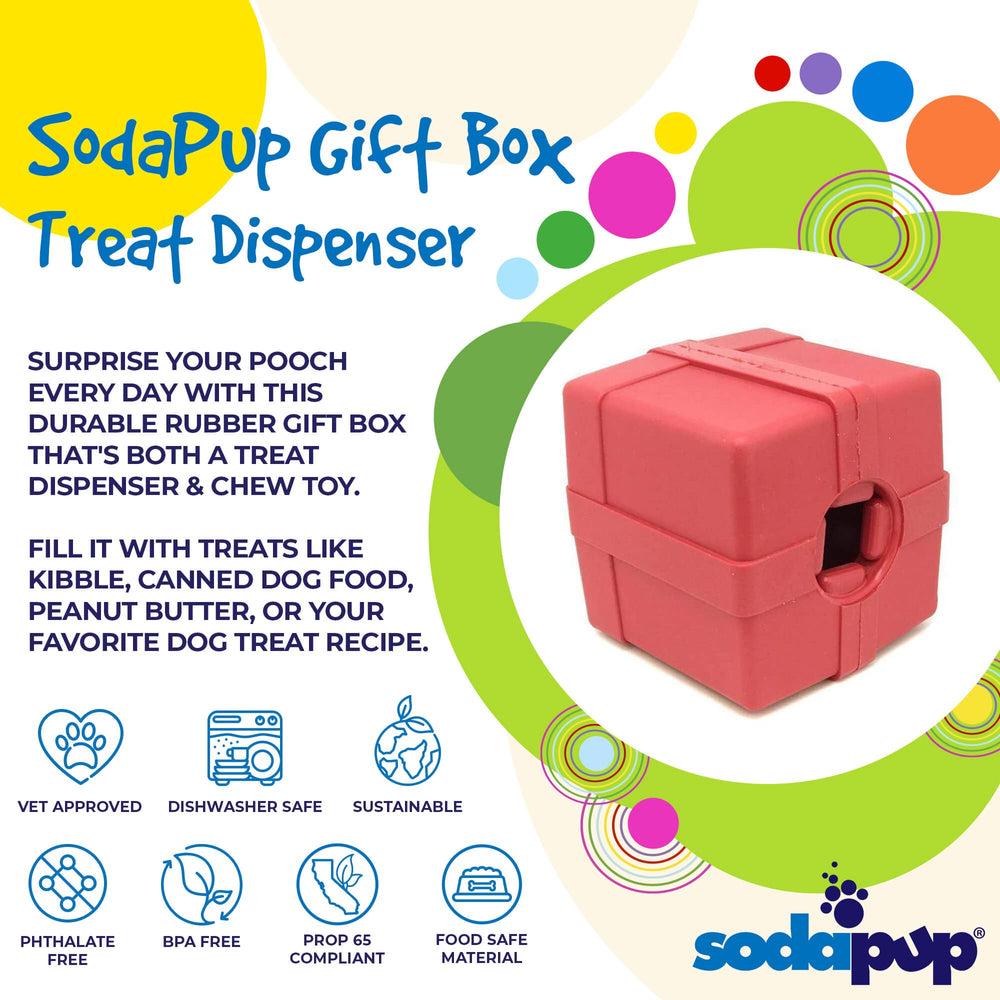 Gift Box Durable Rubber Chew Toy & Treat Dispenser