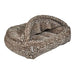 A side angle shows Bowsers Canopy Cozy Dog Bed in Leopard print