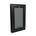 A black Security Boss SB4 Pet Screen Door with the screen panel fully closed, showcasing its secure and durable design for pet access control