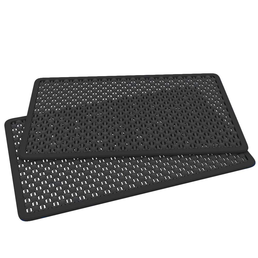 A black WetMutt Wet Mat 34 x 22 with a textured, perforated surface