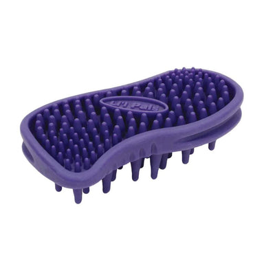 A close-up of the Coastal Pet Products Li'l Pals Soft Tip Massager Dog Brush, a purple with soft, rounded tips