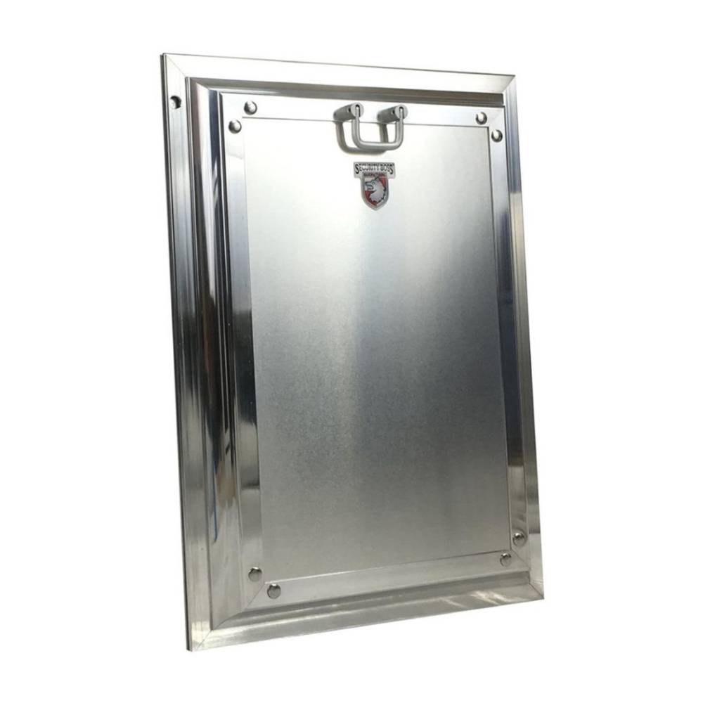 A front view of the Security Boss MaxSeal PRO Security Panel, featuring a robust metal frame with a handle at the top and the Security Boss logo prominently displayed