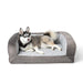 A husky lounging on the Paw PupChill™ Cooling Bolster Dog Bed, showcasing its comfort and cooling features