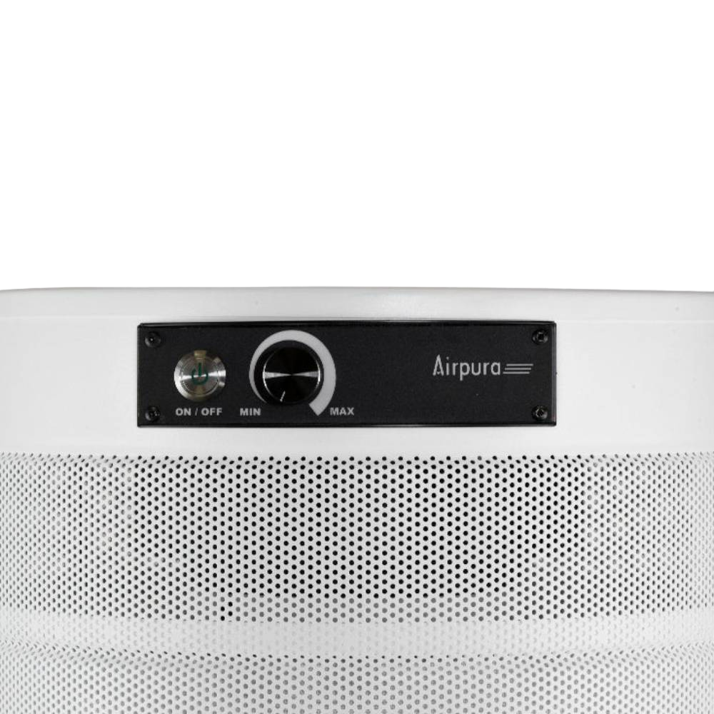 Airpura H600 - Allergy and Asthma Relief Air Purifier has a simple control panel with a power button and a dial to adjust the air filtration level