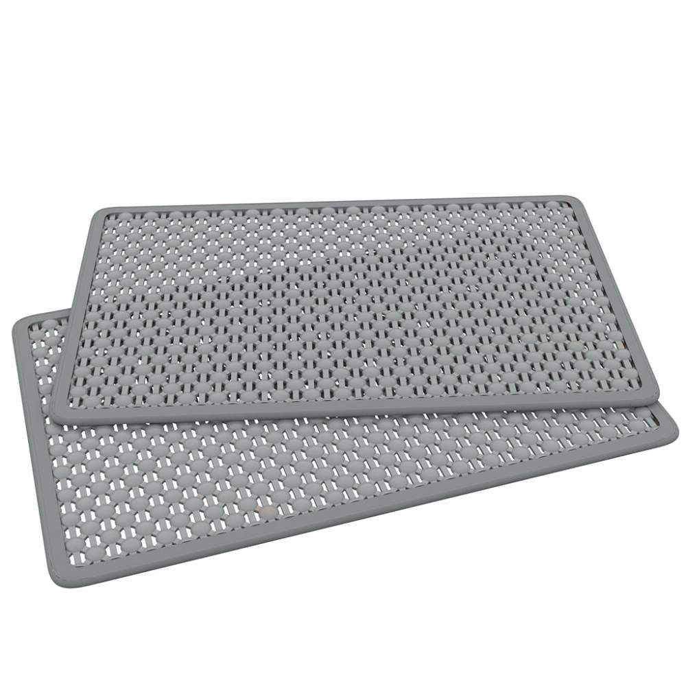 A light cool grey WetMutt Wet Mat 34 x 22 with a textured, perforated surface