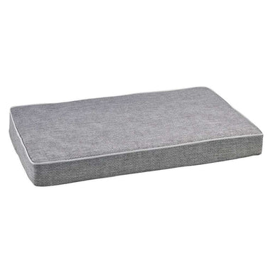 Allumina Bowsers Isotonic Memory Foam Mattress in gray fabric with thick orthopedic cushioning and white piped edges for stylish pet comfor