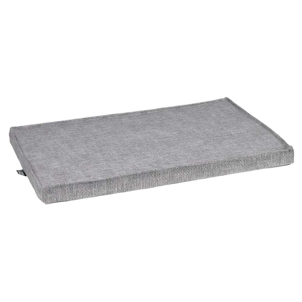 Allumina Bowsers Moderno & Fresco Dog Crate Mat in light gray features a slim, soft cushion for comfortable crate resting