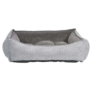 Allumina Bowsers One Of A Kind Scoop Dog Bed is a gray textured dog bed with a plush cushioned interior designed for cozy support