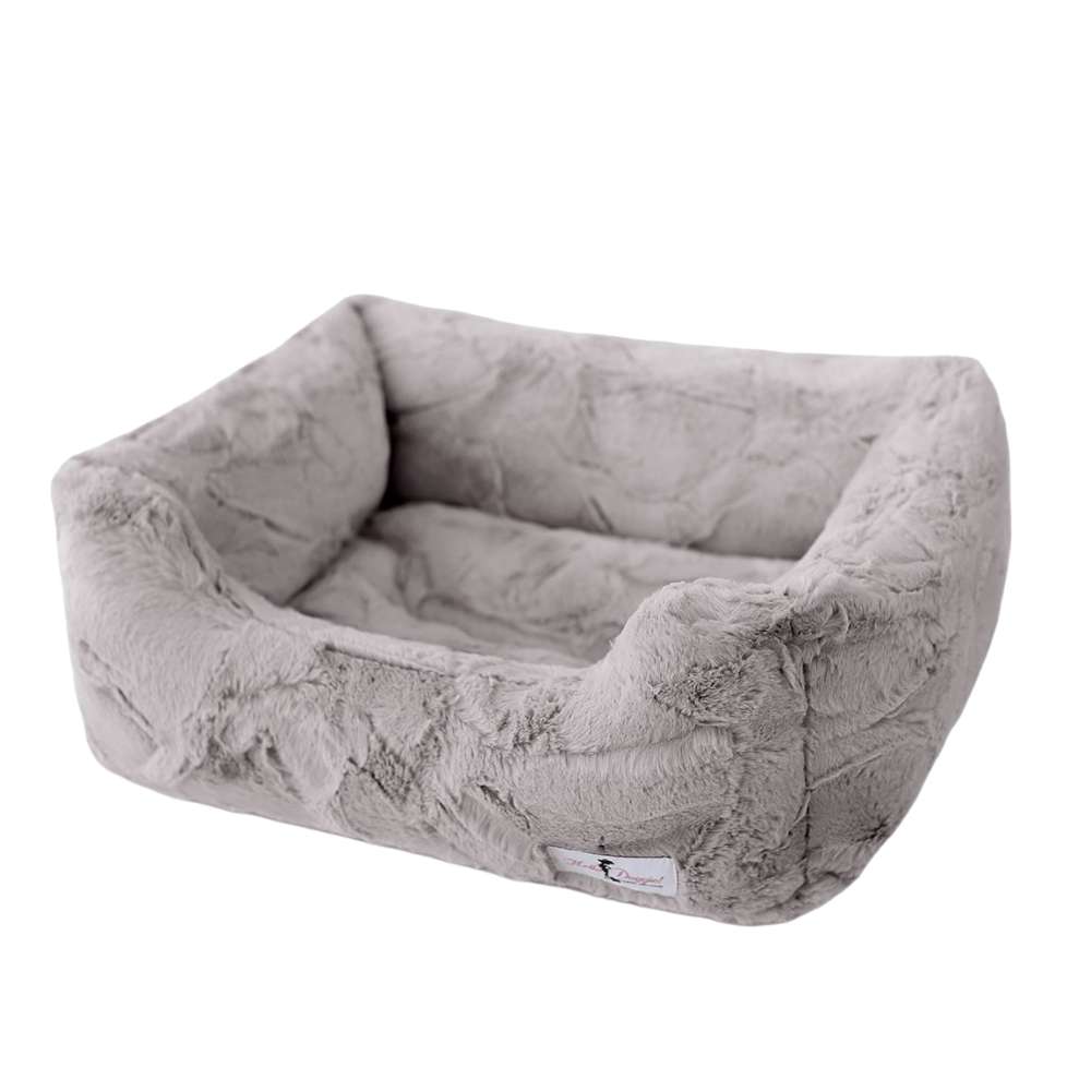 A luxurious single-layer dog bed in taupe from the Hello Doggie Luxe Dog Bed collection