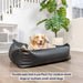 A medium-sized dog is resting in a Paw PupProtector™ Faux Leather Memory Foam Dog Car Bed - Black