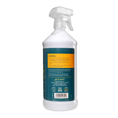 Another angle of the ALZOO Plant-Based Flea & Tick Home Spray bottle reveals additional product details, with a focus on its plant-based and non-toxic characteristics