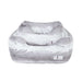 A plush grey Hello Doggie Cashmere Dog Bed, featuring a luxurious, fur-like texture and a comfortable, elegant design