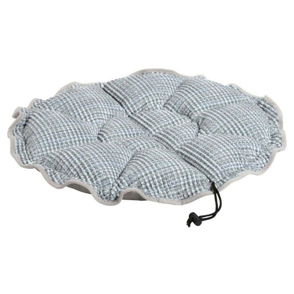 Arctica Bowsers Buttercup Dog Bed features a textured icy blue fabric with plush cushioning in a flat lounging design