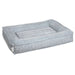 Arctica Bowsers Divine Futon Dog Bed featuring a gray plaid design with supportive padded edges for dogs