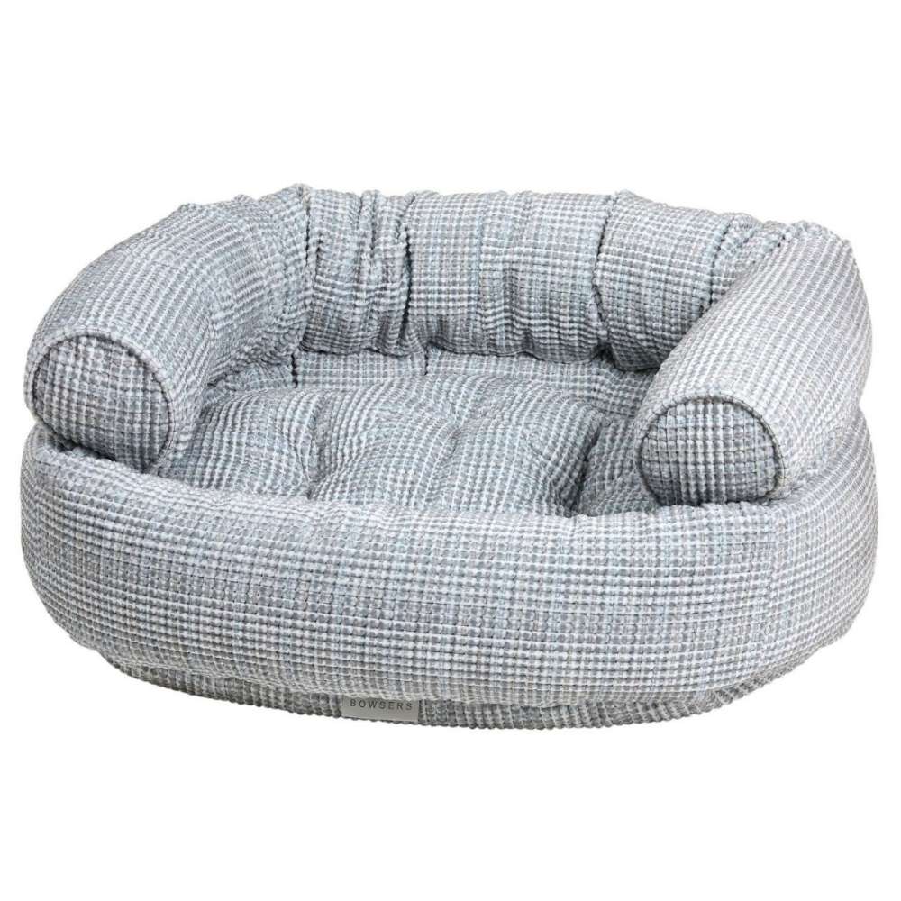 Arctica Bowsers Double Donut Bed in light gray waffle fabric with plush bolstered sides for cozy pet comfort