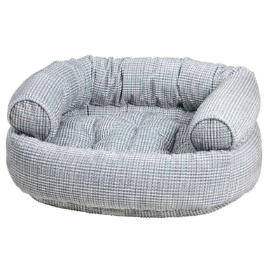Arctica Bowsers Double Donut Bed in light gray waffle fabric with plush bolstered sides for cozy pet comfort
