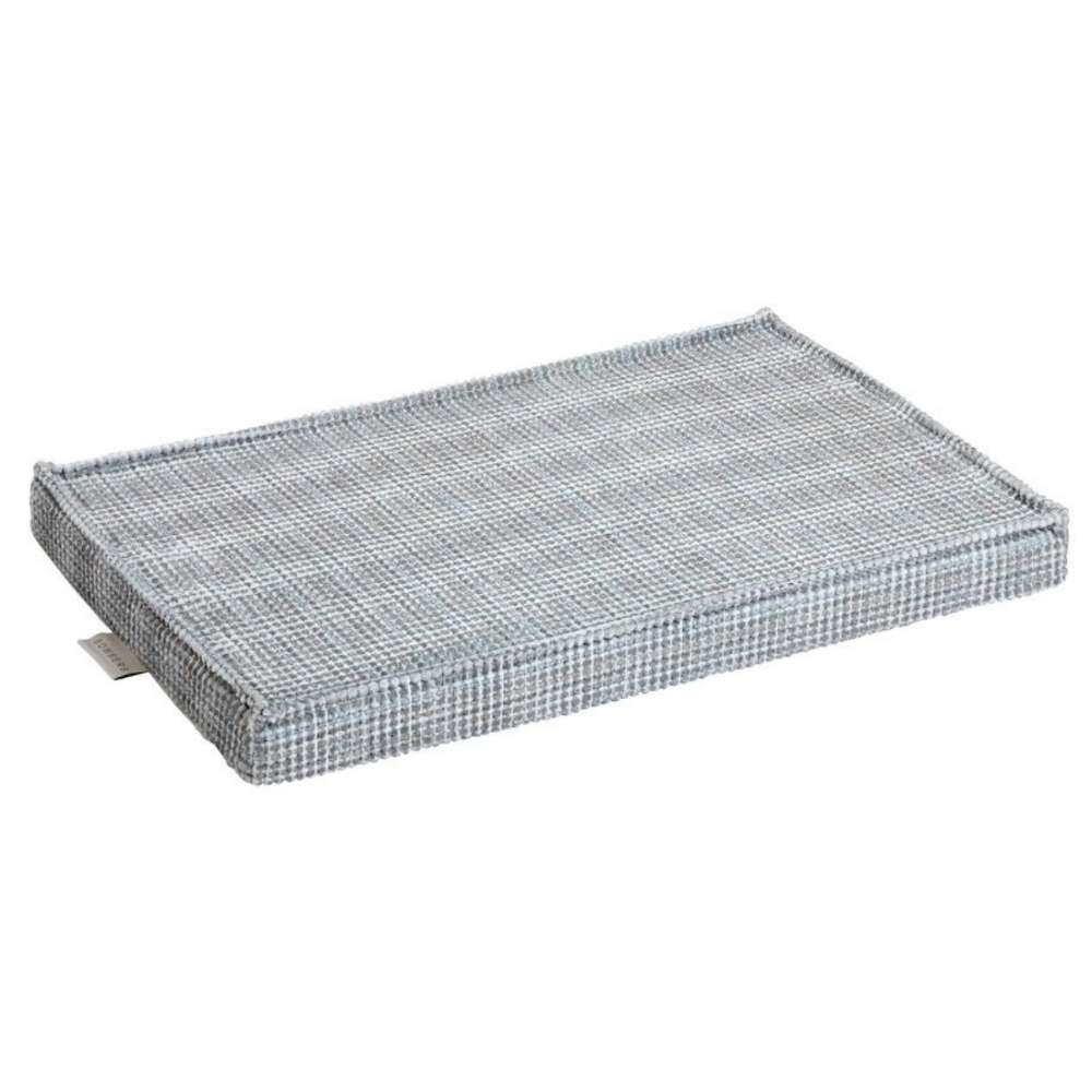 Arctica Bowsers Moderno & Fresco Dog Crate Mat has a textured gray woven surface with a low-profile padded design for pet crate comfort
