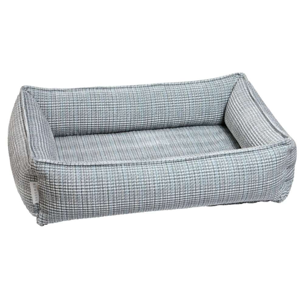 Arctica Bowsers Urban Lounger Dog Bed in light gray waffle fabric with raised cushioned sides
