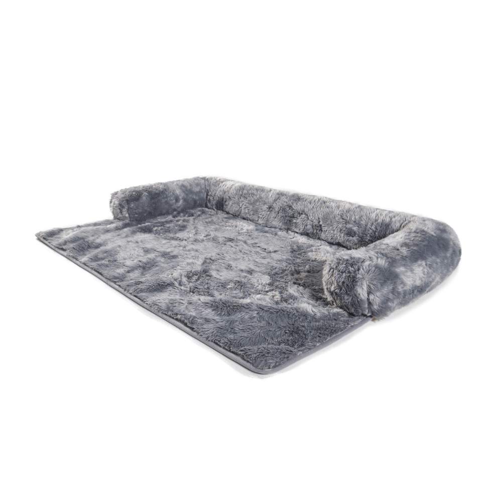 A side view of the Paw PupProtector™ Waterproof Couch Lounger - Charcoal Grey highlighting its soft and luxurious texture