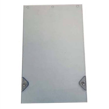 A single rectangular Security Boss Standard Replacement Flap, slightly opaque, with four holes along the top edge and reinforced metal corners at the bottom