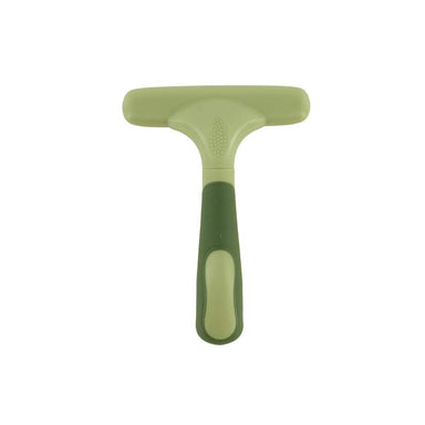 A straight-on view of the Safari Dog Double Row Undercoat Rake with Rotating Pins by Coastal Pet Products