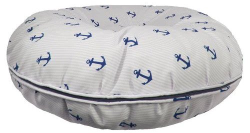 Bessie and Barnie Outdoor Bagel Dog Bed Navy Anchor