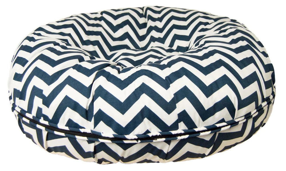 Bessie and Barnie Outdoor Bagel Dog Bed Navy Wave