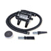 Black K-9 Mini Dog Dryer is a compact pet grooming dryer with a flexible hose, two nozzle attachments, and a round filter cover for quick drying