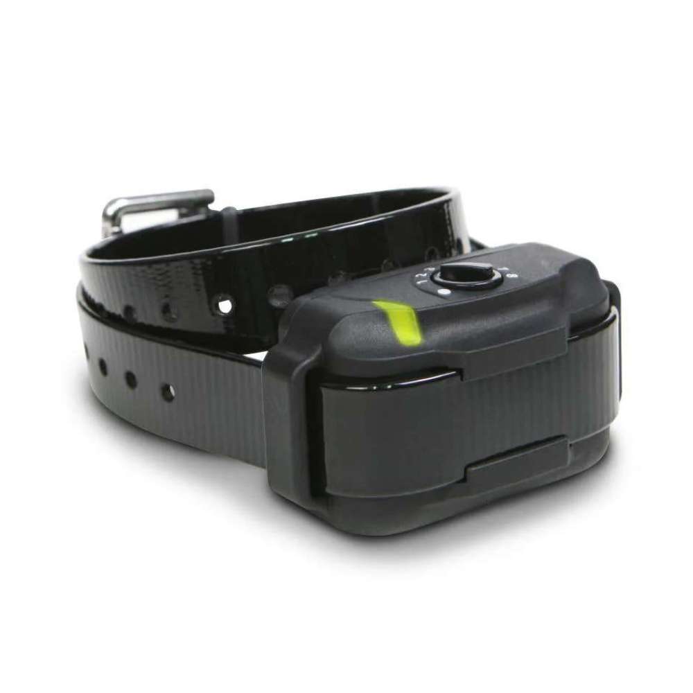 Black adjustable dog collar with an attached electronic unit, Dogtra E-Fence 3500 Additional Receiver, designed for safe boundary training