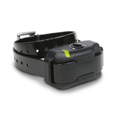 Black adjustable dog collar with an attached electronic unit, Dogtra E-Fence 3500 Additional Receiver, designed for safe boundary training