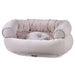 Blush Bowsers Double Donut Bed in blush pink velvet with a plush center cushion and wraparound bolsters