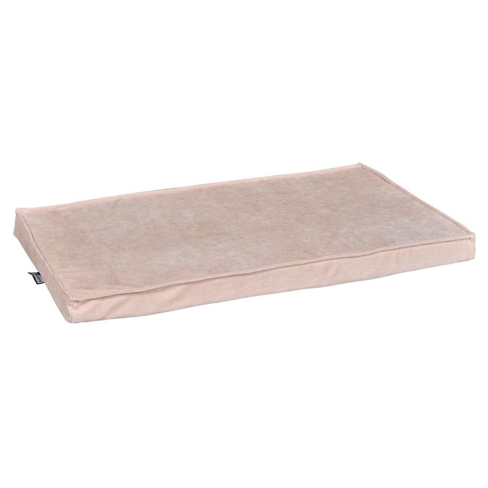 Blush Bowsers Moderno & Fresco Dog Crate Mat in pale pink offers a smooth, cushioned surface for soft crate lounging