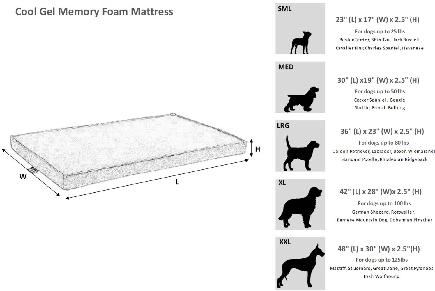 Bowsers Cool Gel Memory Foam Mattress Dog Accessories Size Guided