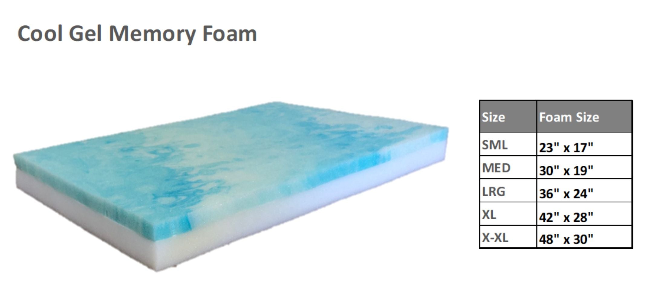 Bowsers The Foam Insert Memory Foam Mattress Size Chart
